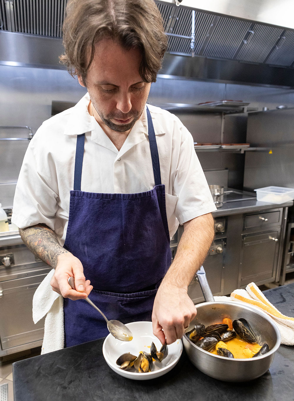 Chef Johnny Clark in the Anelya restaurant kitchen.