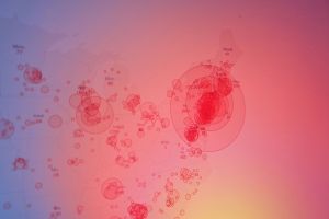 Colorful double exposure of US Coronavirus COVID-19 cases