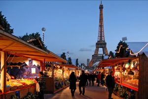 Christmas Market at the Trocadéro Gardens in the global city of Paris, France.