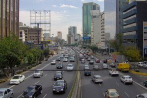 A busy stretch of highway, Mexico City. 