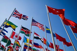 National flags outside of the United Nations.