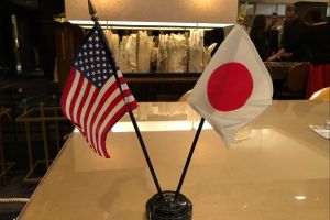  The American and Japanese flags. 