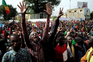 A group of protests on the streets in Mali. 