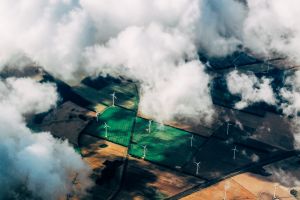 Clouds over wind turbines