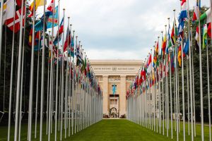 Flags outside the United Nations