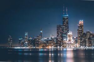 Chicago skyline at night