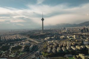 Aerial view of the Tehran Tower and other buildings in daytime