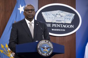 US Secretary of Defense Lloyd Austin speaks at the Pentagon