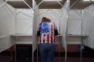 a woman votes in US election