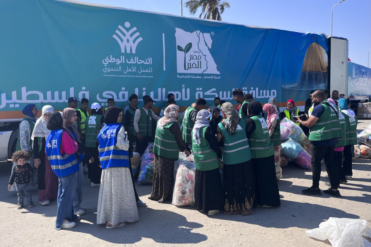 Aid truck waits in Egypt with help for Palestinians