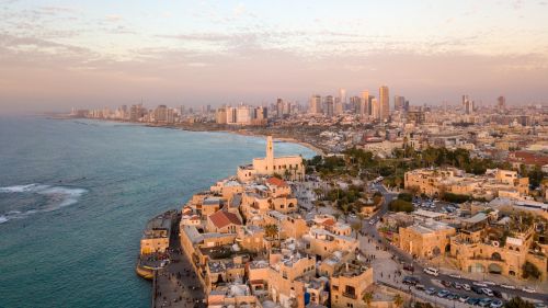 Aerial view of the coast in Tel Aviv