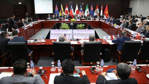 Trade ministers and delegates from the remaining members of the Trans Pacific Partnership (TPP) attend the TPP Ministerial Meeting during the APEC 2017