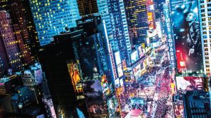 view of NYC Times Square from above