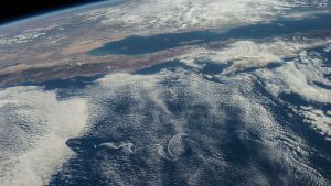 View of clouds on Earth from space. 