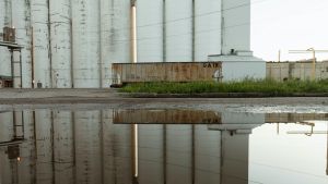 View of the exterior of a factory in the midwest