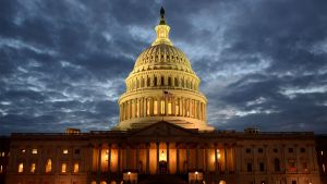 US Capitol building at dusk