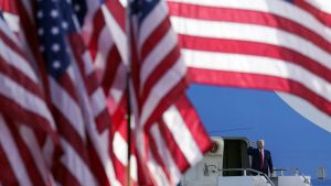 President Donald Trump arrives to speak at a campaign rally Sept. 21, 2020, at Dayton International Airport in Ohio.