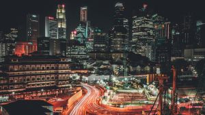 The city of Singapore at night 