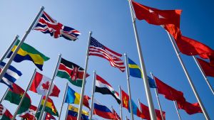 National flags outside of the United Nations.