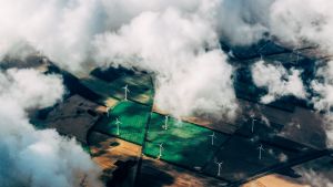 Clouds over wind turbines