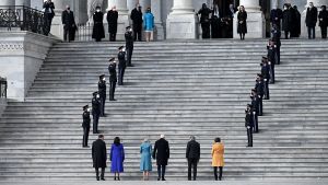 Mr. Douglas Emhoff, Vice President-elect Kamala Harris, Dr. Jill Biden, President-elect Joe Biden, Roy Blunt, Amy Klobuchar arrive for the Inauguration Day ceremony of President-Elect Joe Biden and Vice President-Elect Kamala Harris held at the U.S. Capitol Building