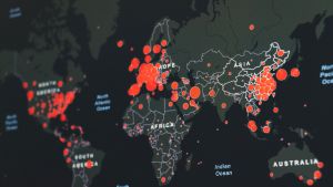 map of COVID-19 cases in early 2020