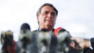 Brazil's president Bolsonaro speaks to a crowd