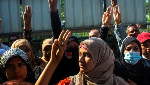 Protesters in Myanmar