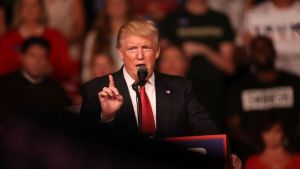 Republican presidential nominee Donald Trump speaks during a campaign rally at the Germain Arena on Sept. 19, 2016, in Estero, Fla.