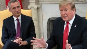 President Trump meets Jens Stoltenberg, secretary general of the North Atlantic Treaty Organization, in the Oval Office