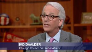 Screenshot of Ivo Daalder speaking on TV