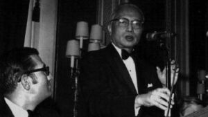 Black and white photo of UN Secretary General U Thant.