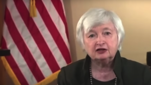 Janet Yellen talking on-screen