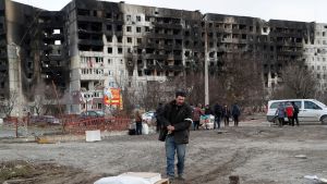 A view shows the besieged city of Mariupol