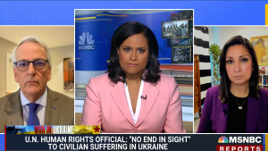 Screen shot of Ivo Daalder on MSNBC with Amna Nawaz