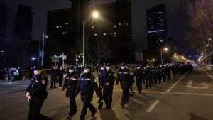 Police at a protest in Beijing. November 2022