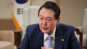 South Korean President Yoon Suk-yeol speaks in an interview on November 28, 2022.