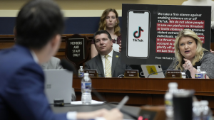 Rep. Kat Cammack, questions TikTok CEO Shou Zi Chew during a hearing of the House Energy and Commerce Committee.