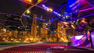 Chicago's Pritzker Pavilion at night