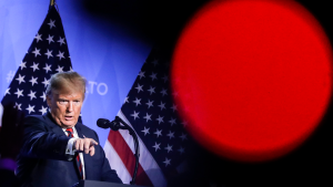 President Donald Trump addresses a news conference at NATO headquarters in Brussels on July 12, 2018.