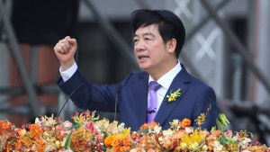 Taiwan's President Lai Ching-te delivers an acceptance speech during his inauguration ceremony in Taipei