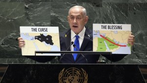 Israel Prime Minister Benjamin Netanyahu addresses the 79th session of the United Nations General Assembly