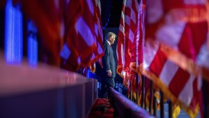 Donald Trump arrives at an election night watch party